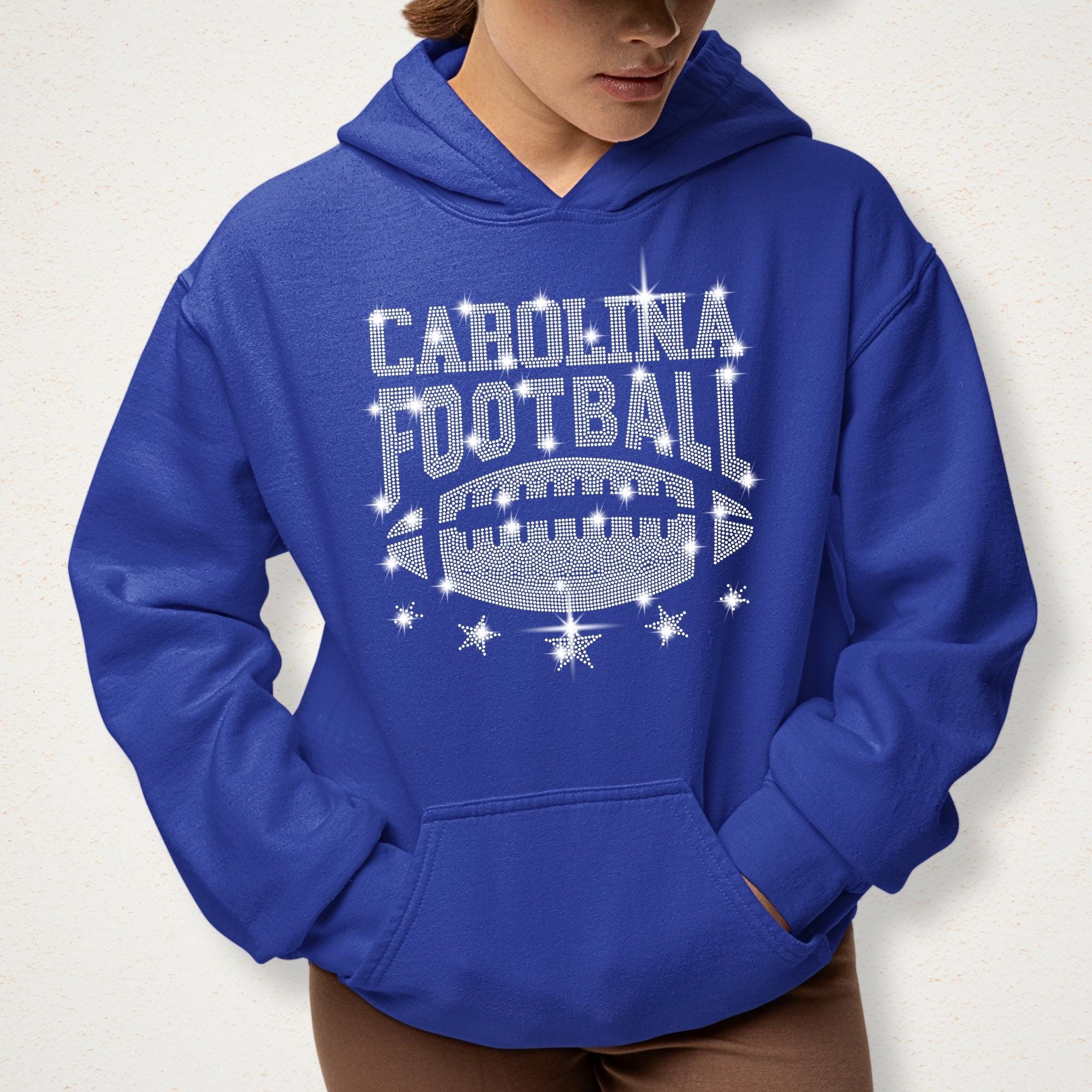 Carolina Rhinestone Football Shirt: Game Day Fan Apparel