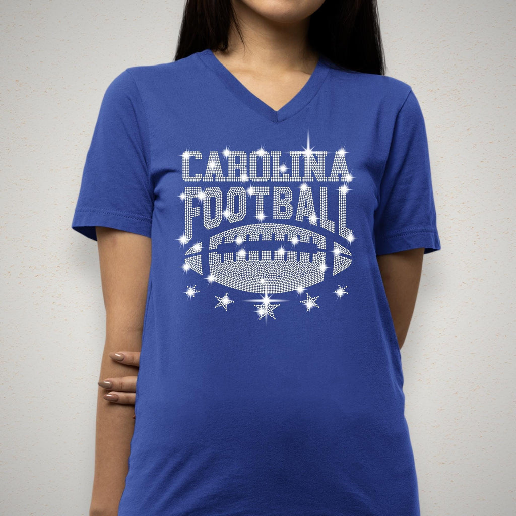 Carolina Rhinestone Football Shirt: Game Day Fan Apparel