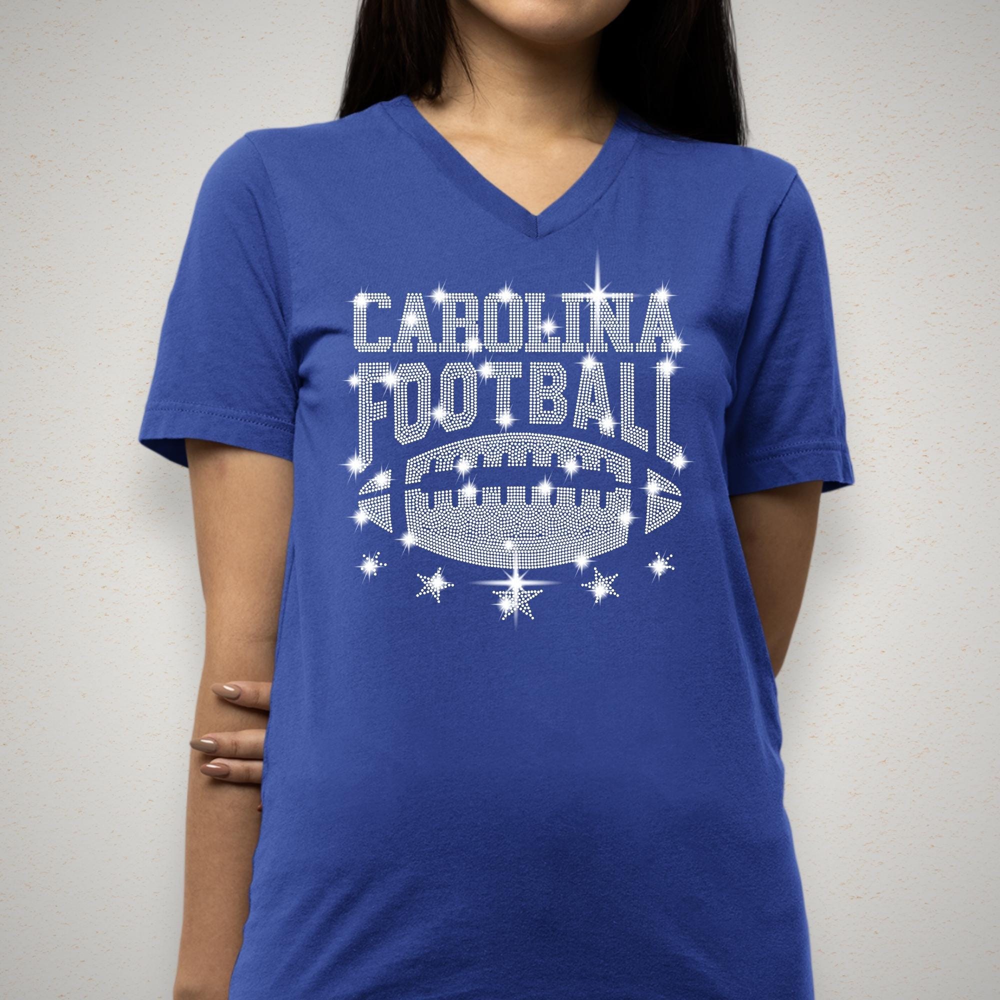 Carolina Rhinestone Football Shirt: Game Day Fan Apparel