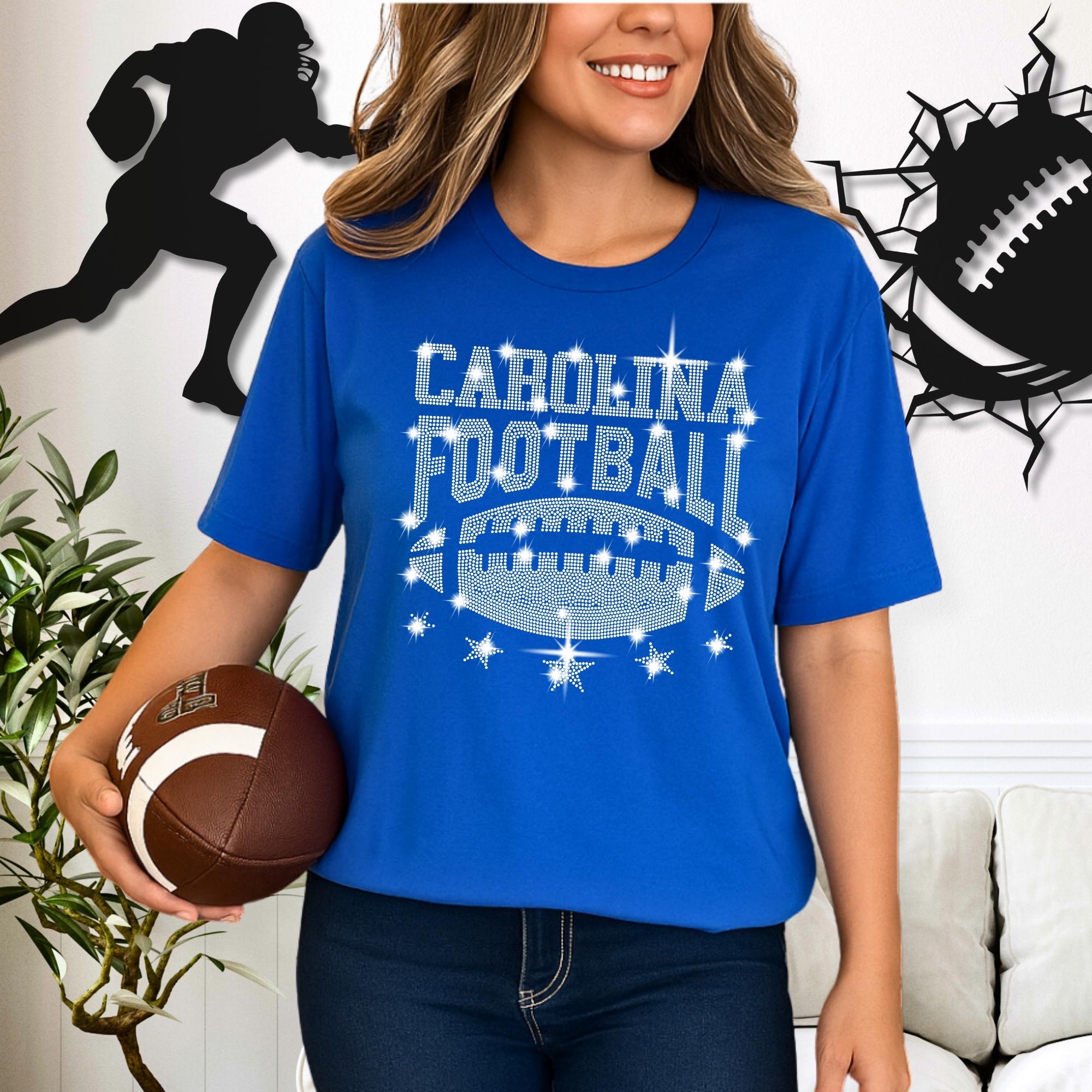 Carolina Rhinestone Football Shirt: Game Day Fan Apparel