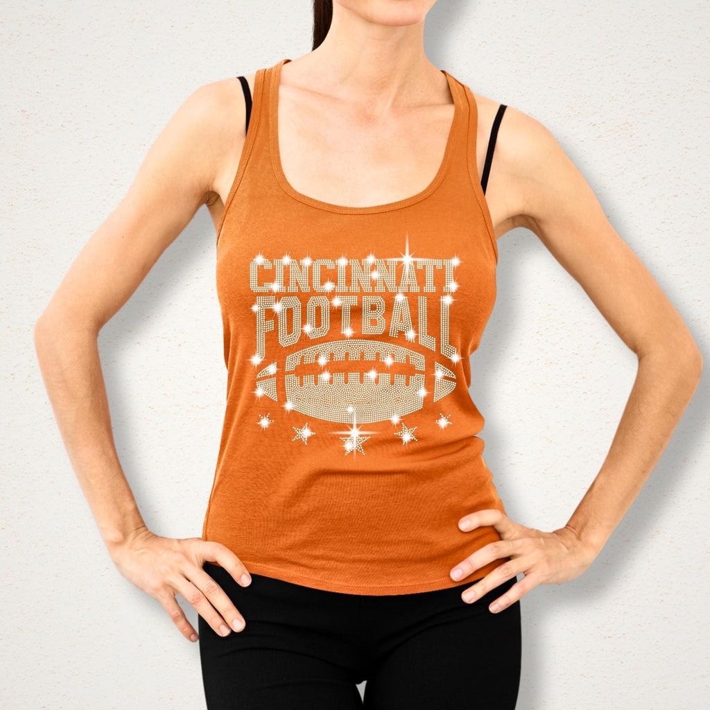 Cleveland Rhinestone Football Shirt: Sporty Chic Fan Apparel