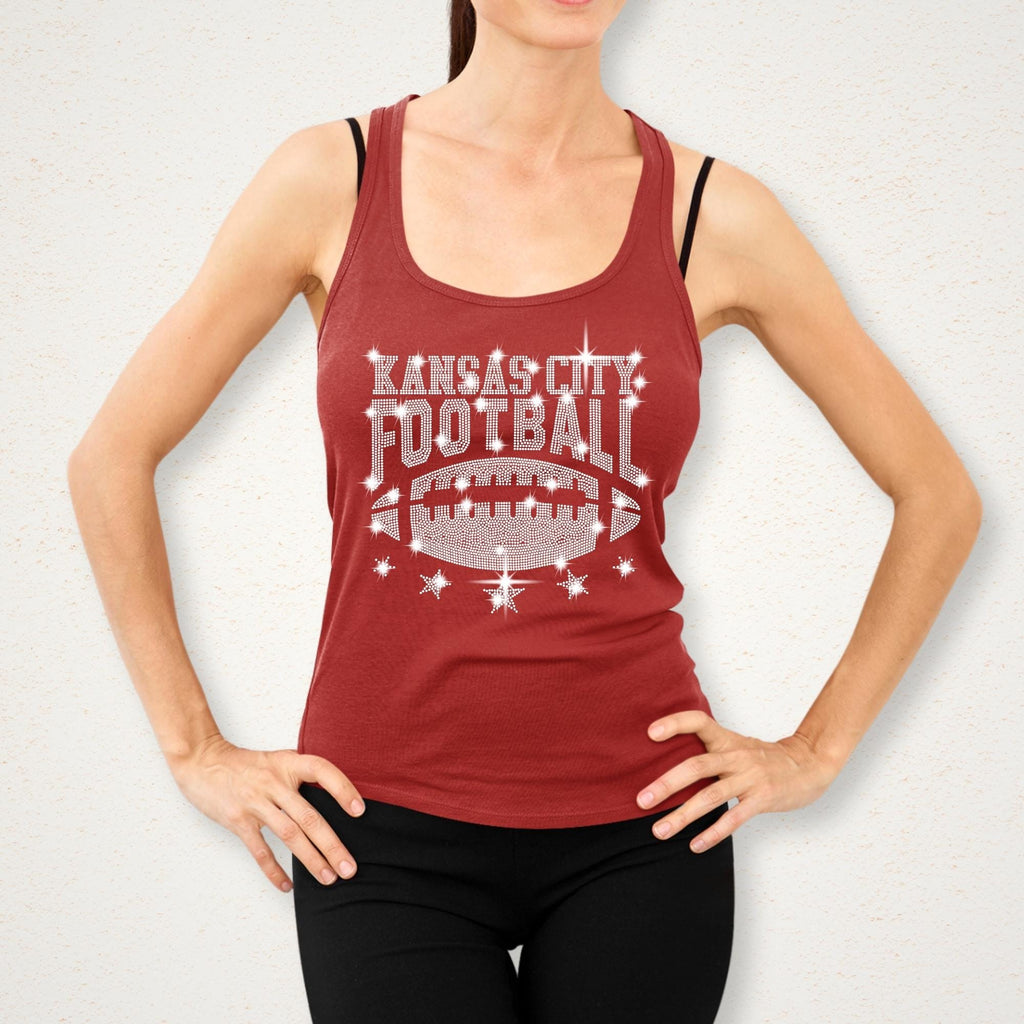 Kansas City Rhinestone Football Shirt: Sparkling Game Day Tee