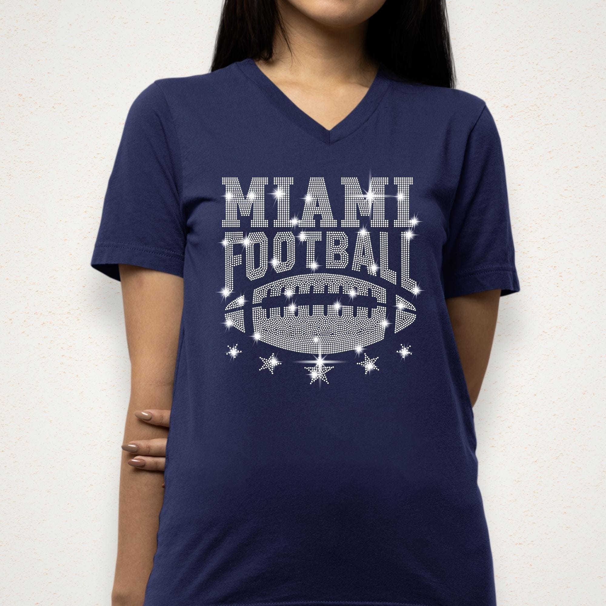 Miami Football Rhinestone Shirt: Unique Fan Apparel