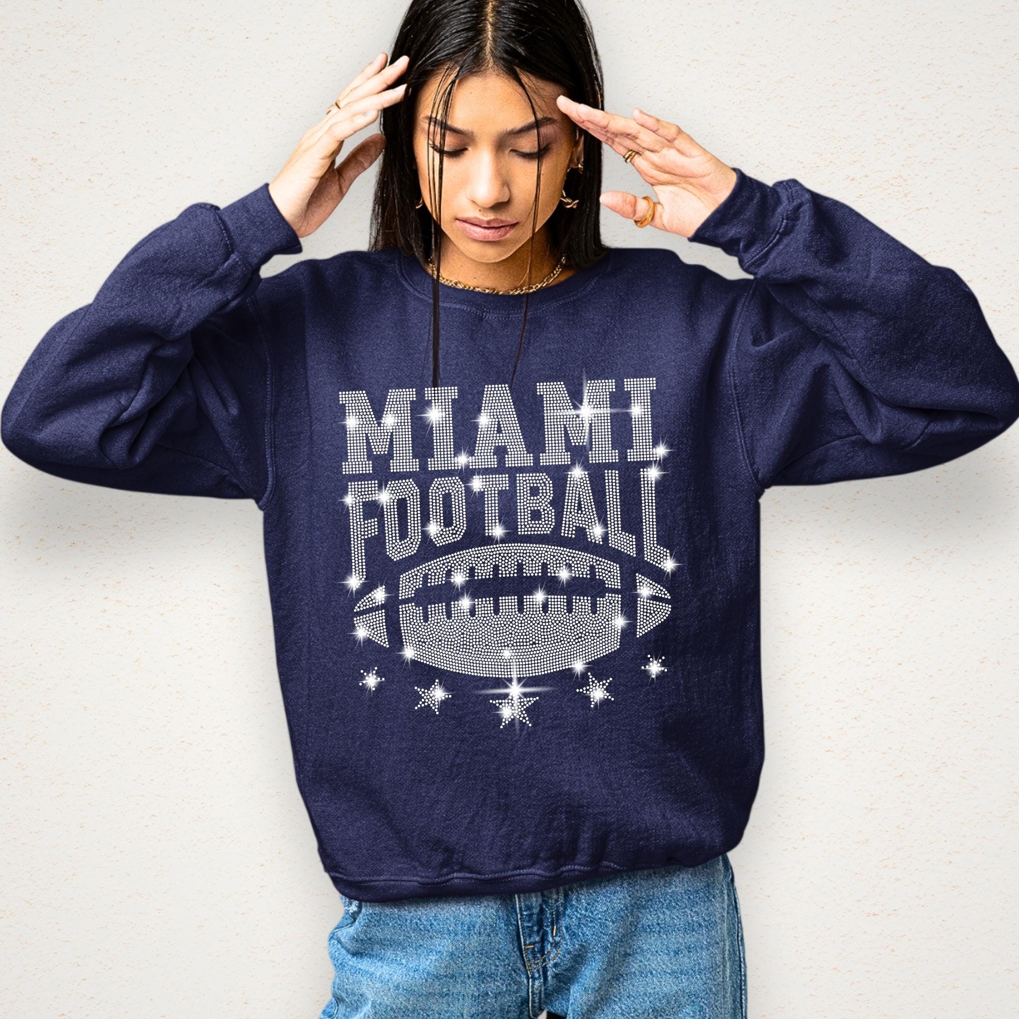 Miami Football Rhinestone Shirt: Unique Fan Apparel