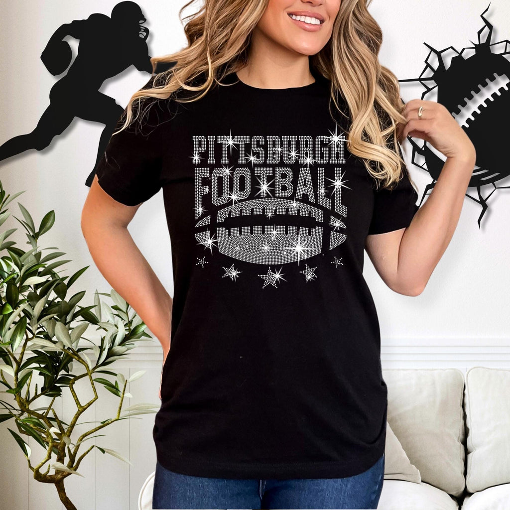 Pittsburgh Rhinestone Football Shirt: Stylish Fan Apparel