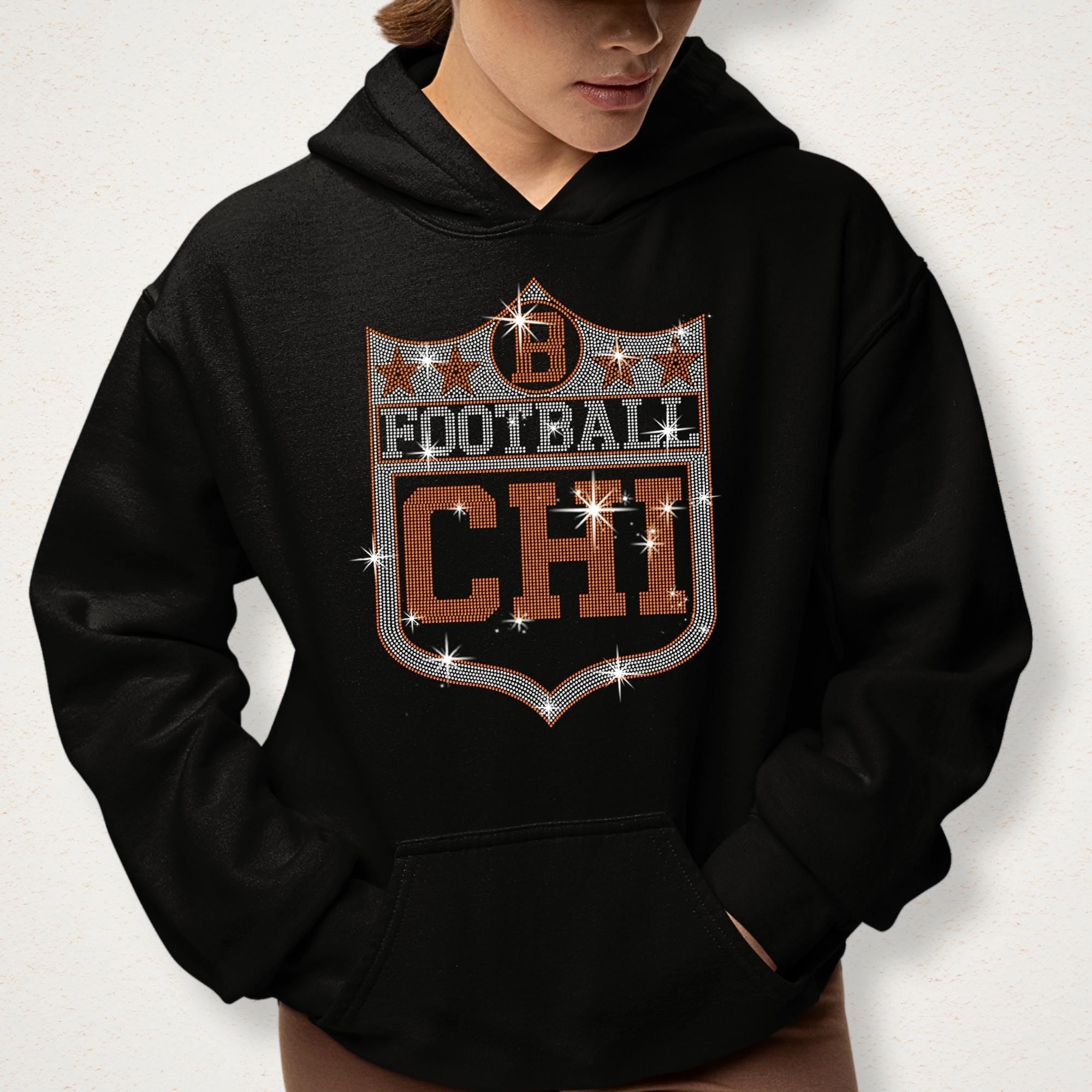 Chicago Vintage Style Football Rhinestone Shirt: Bears Fan Gift