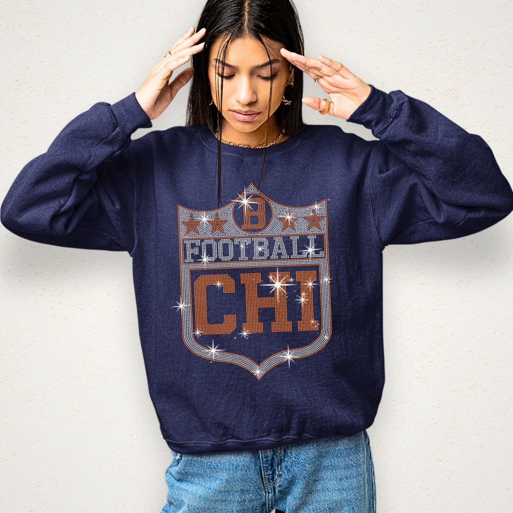 Chicago Vintage Style Football Rhinestone Shirt: Bears Fan Gift