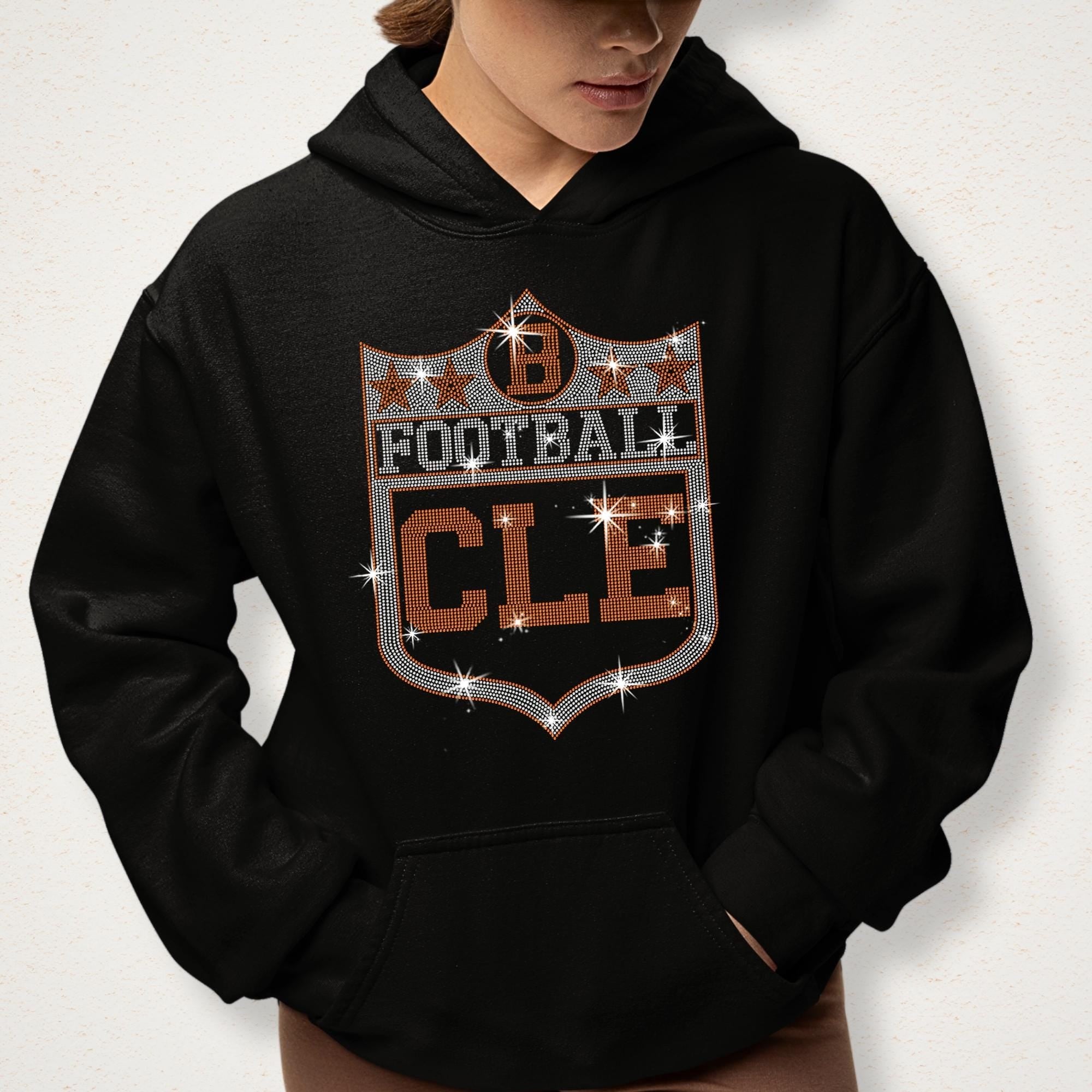 Cleveland Rhinestone Football Shirt: Vintage Style Team Sweatshirt