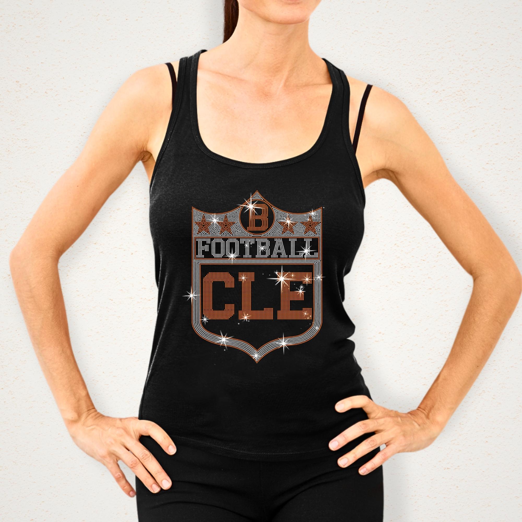 Cleveland Rhinestone Football Shirt: Vintage Style Team Sweatshirt