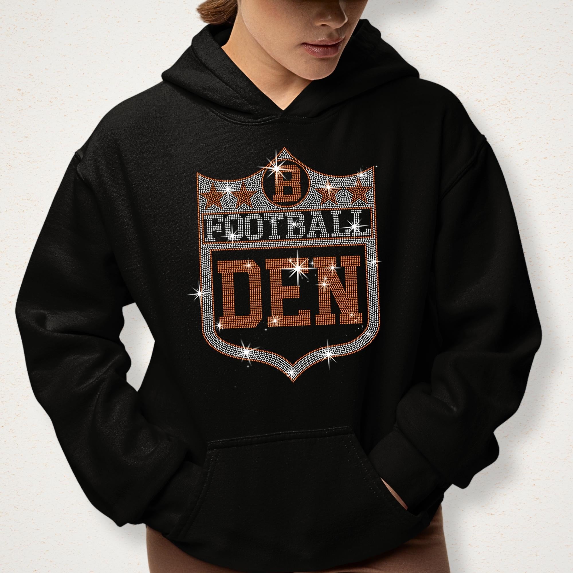 Denver Vintage Style Football Rhinestone Shirt: Sports Fan Gift