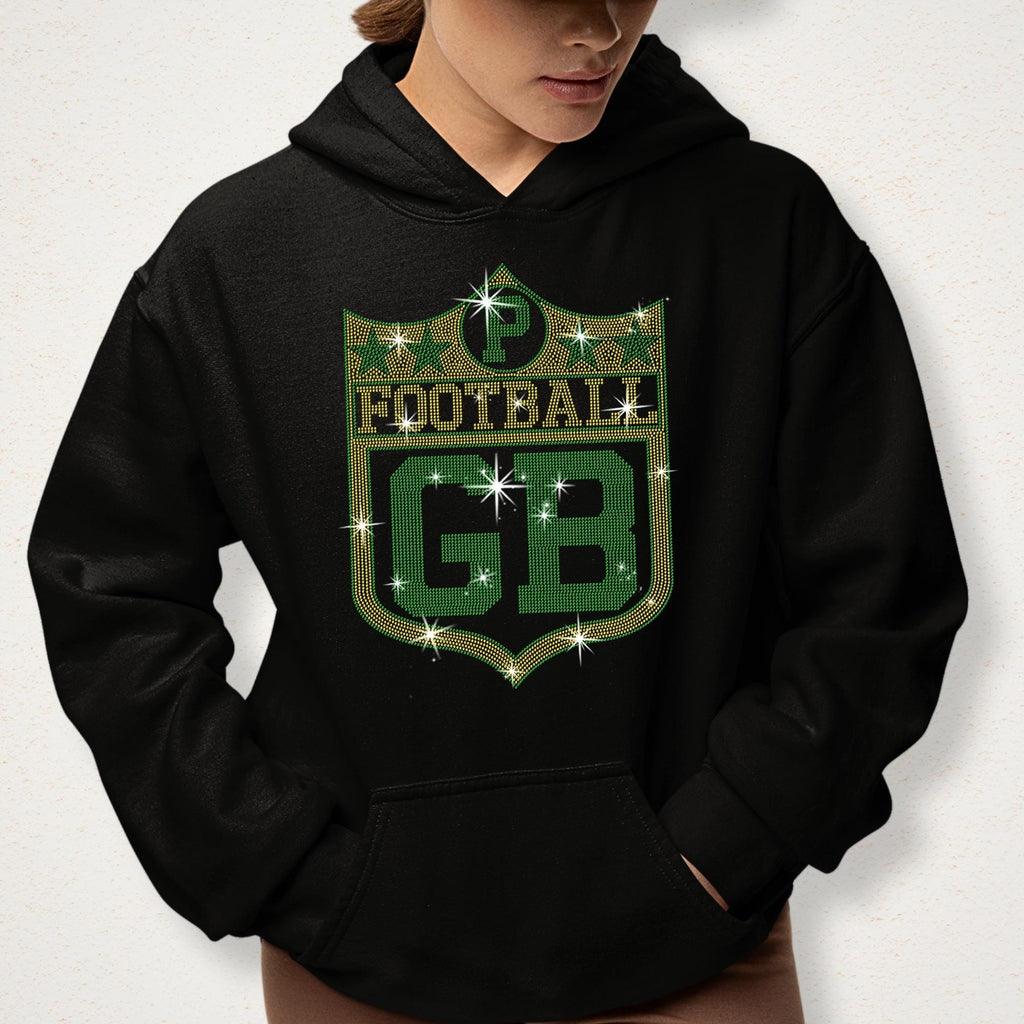 Green Bay Vintage Style Football Rhinestone Shirt: Game Day Fan Gift