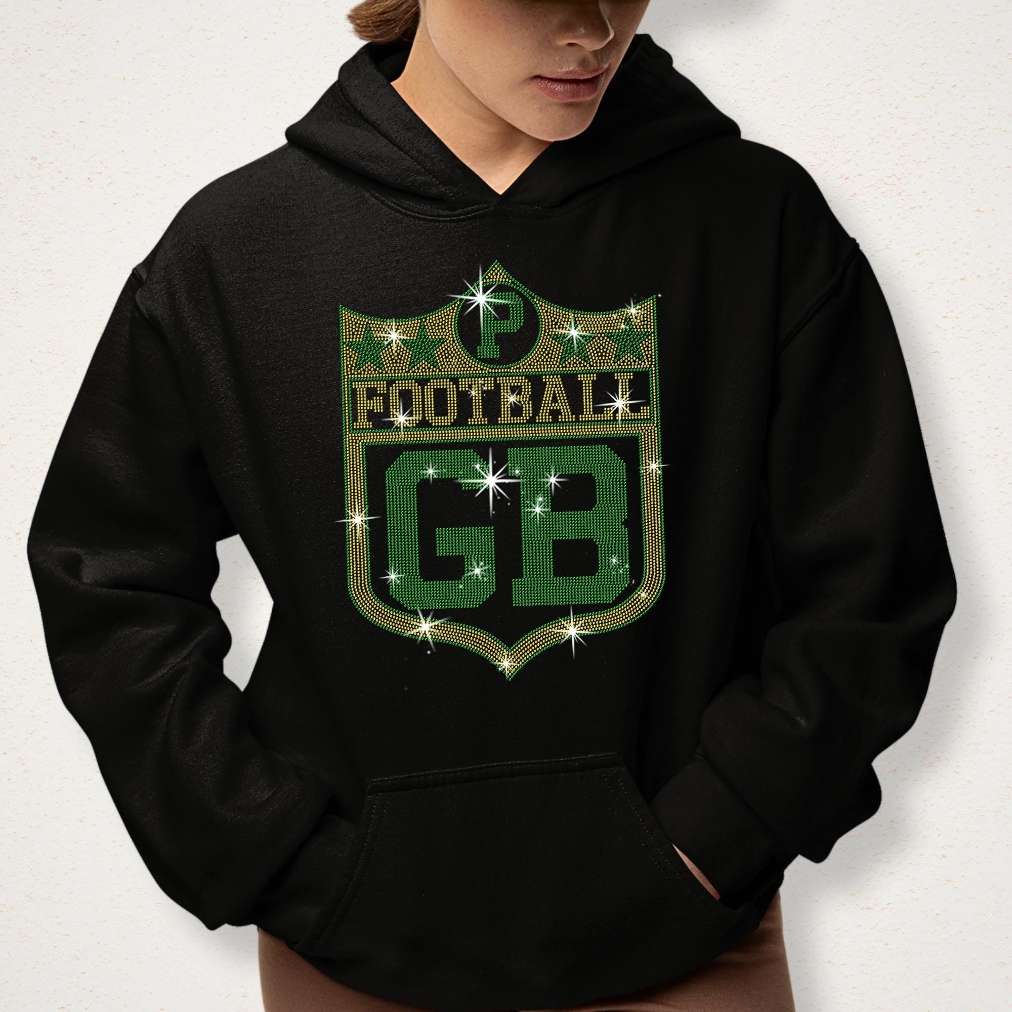 Green Bay Vintage Style Football Rhinestone Shirt: Game Day Fan Gift