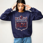 Houston Vintage Style Football Tshirt, Sweatshirt: Rhinestone Fan Shirt