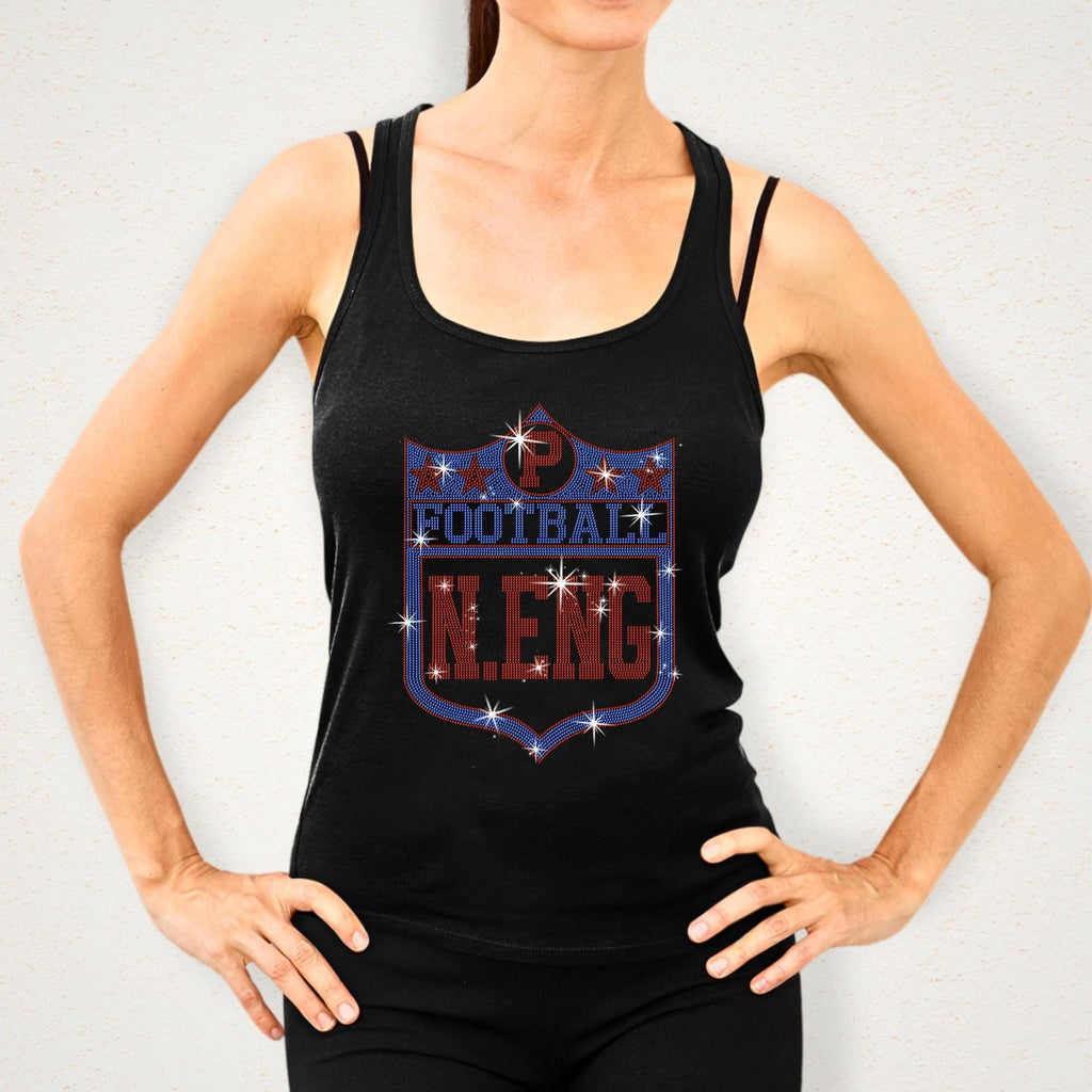Rhinestone New England Football Fan Shirt: Stylish Game Day Tee