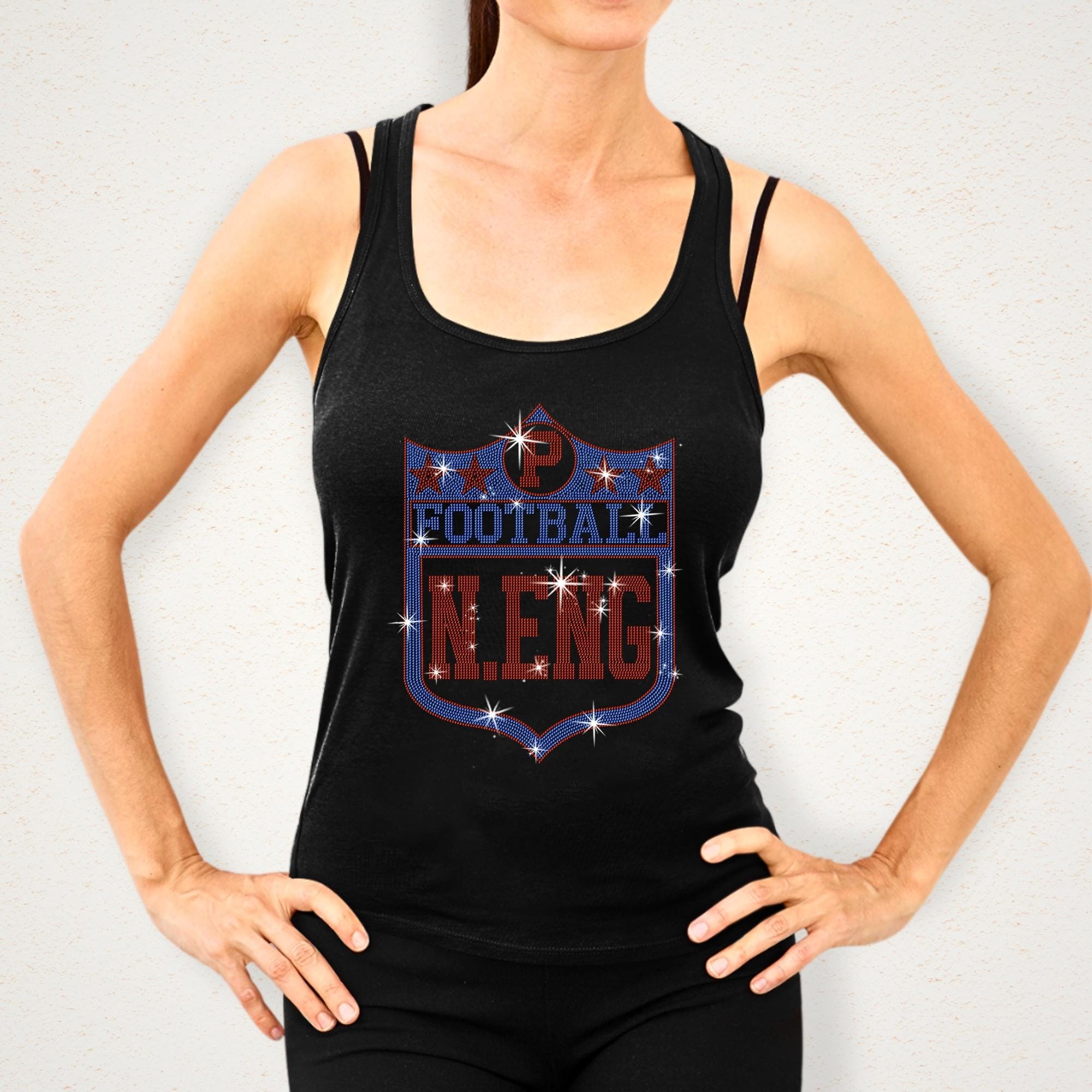 Rhinestone New England Football Fan Shirt: Stylish Game Day Tee
