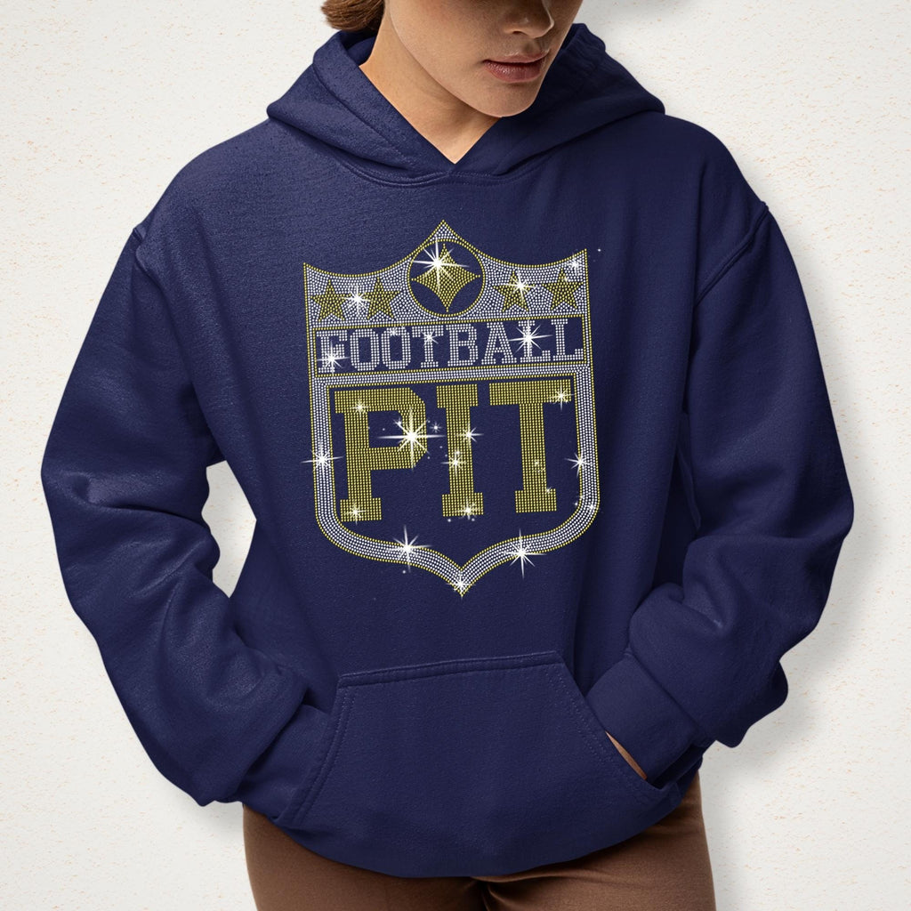 Pittsburgh Rhinestone Football Shirt: Steelers Tailgate Hoodie
