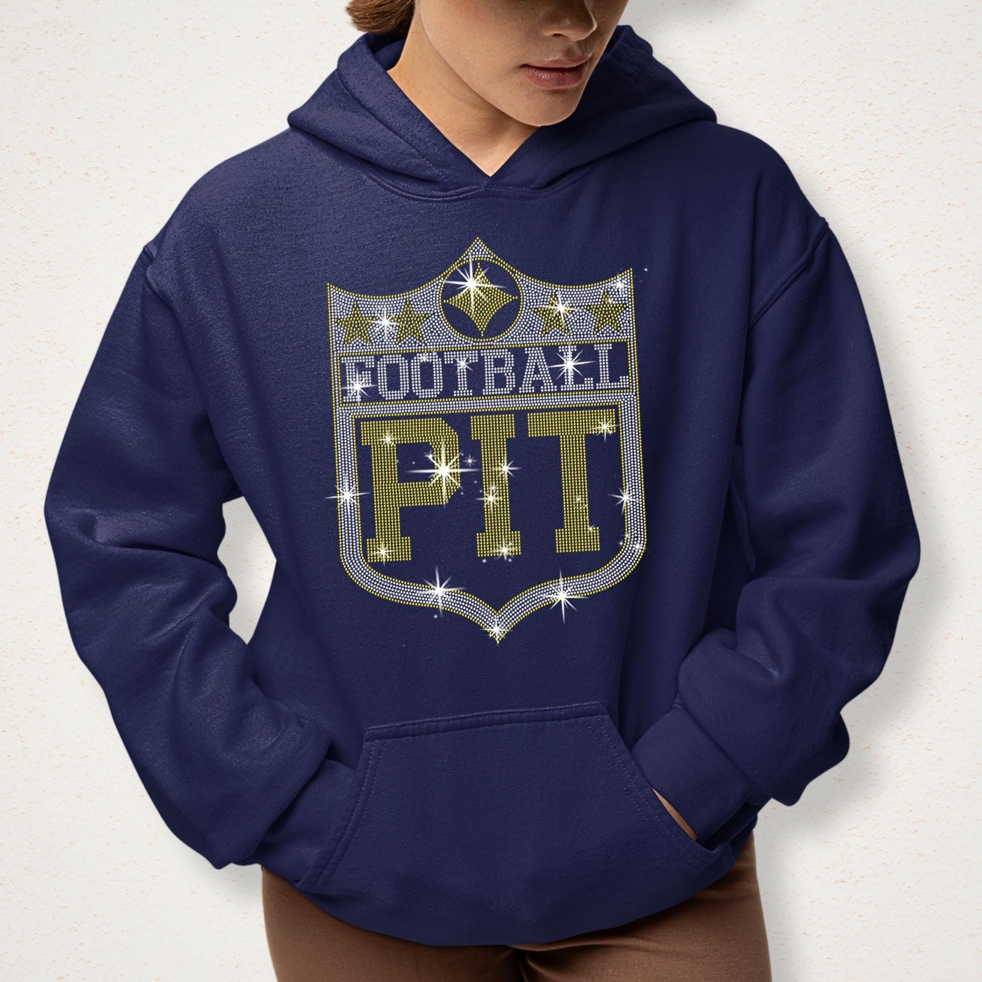 Pittsburgh Rhinestone Football Shirt: Steelers Tailgate Hoodie