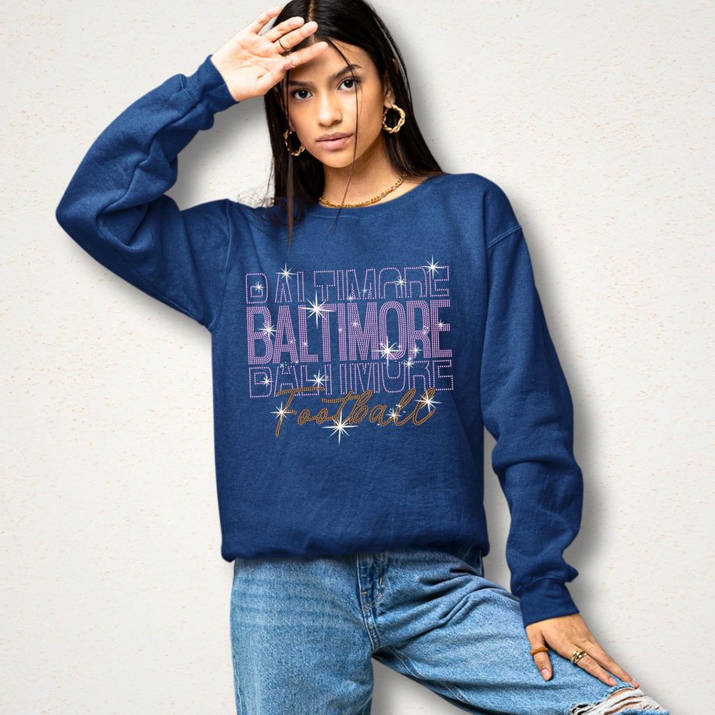 Baltimore Rhinestone Football Shirt: Sparkling Game Day Style