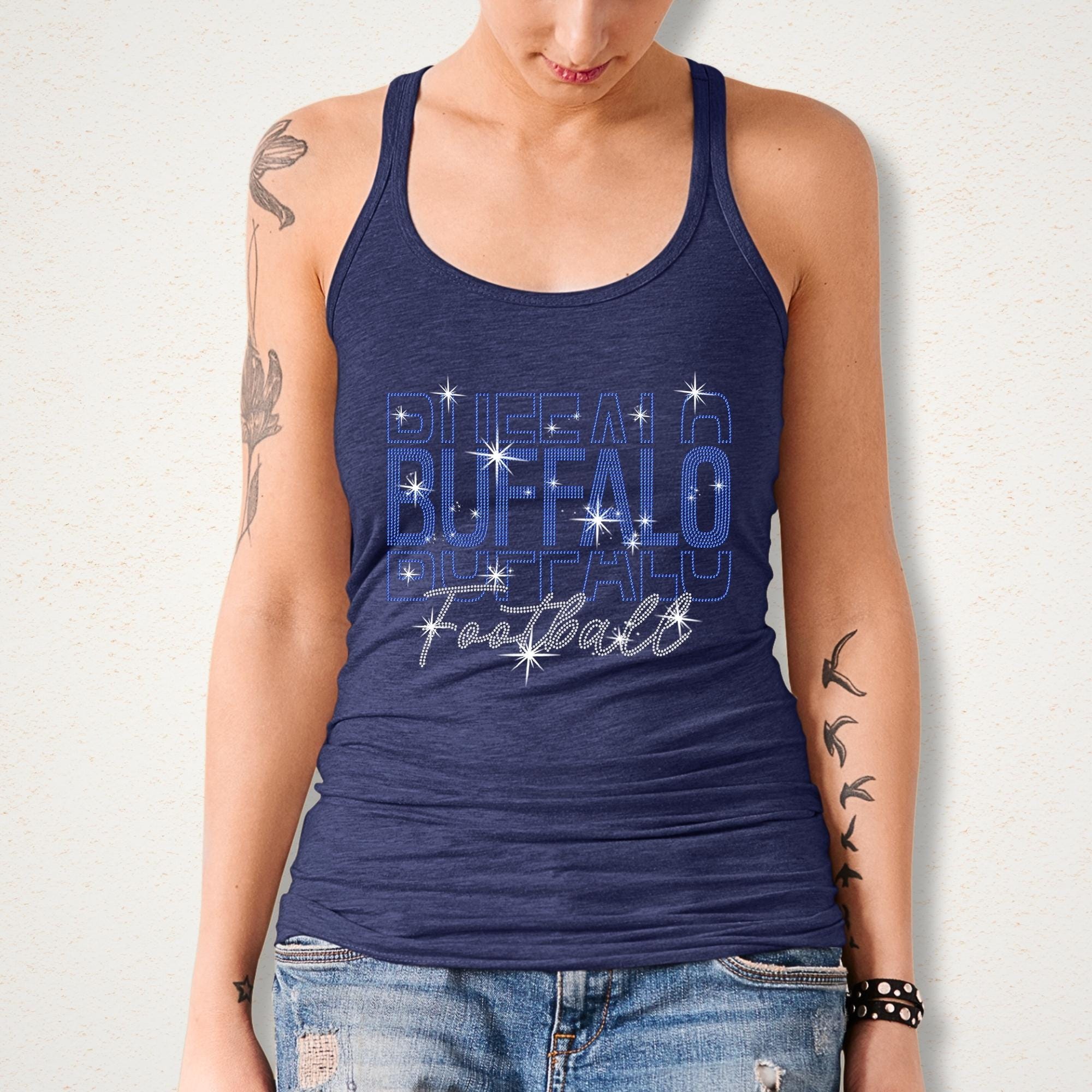 Buffalo Rhinestone Football Shirt: Sparkling Game Day Outfit