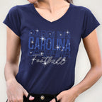 Carolina Rhinestone Football Mama Shirt: Sparkling Game Day Tee