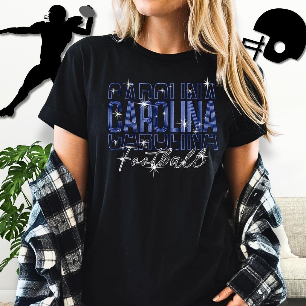 Carolina Rhinestone Football Mama Shirt: Sparkling Game Day Tee