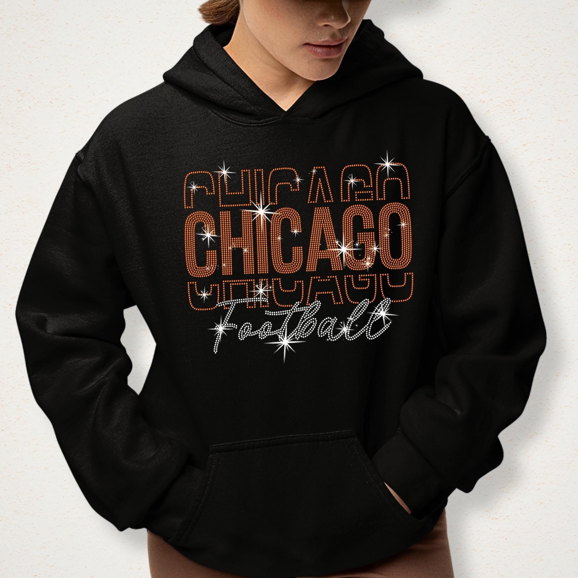 Chicago Rhinestone Football Shirt: Sparkling Game Day Sweatshirt