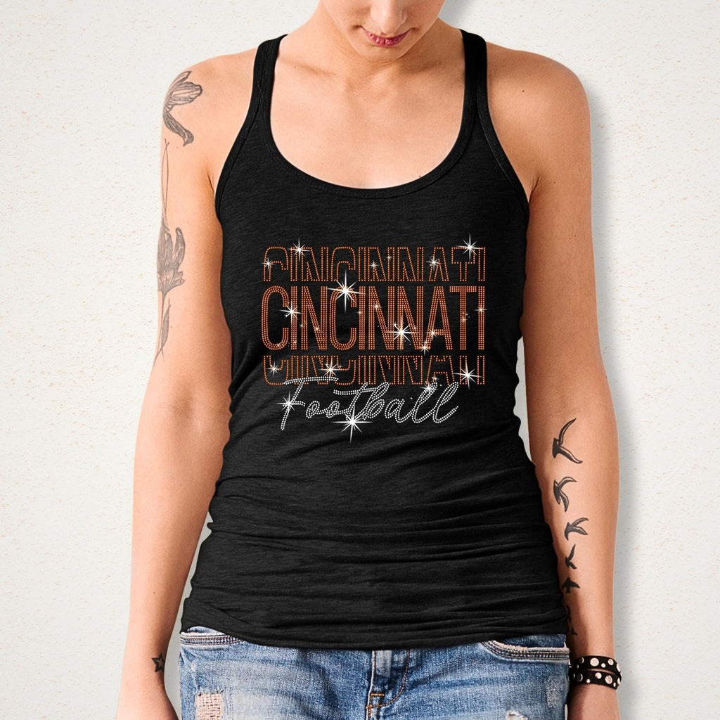 Cincinnati Rhinestone Football Shirt: Sparkling Game Day Style