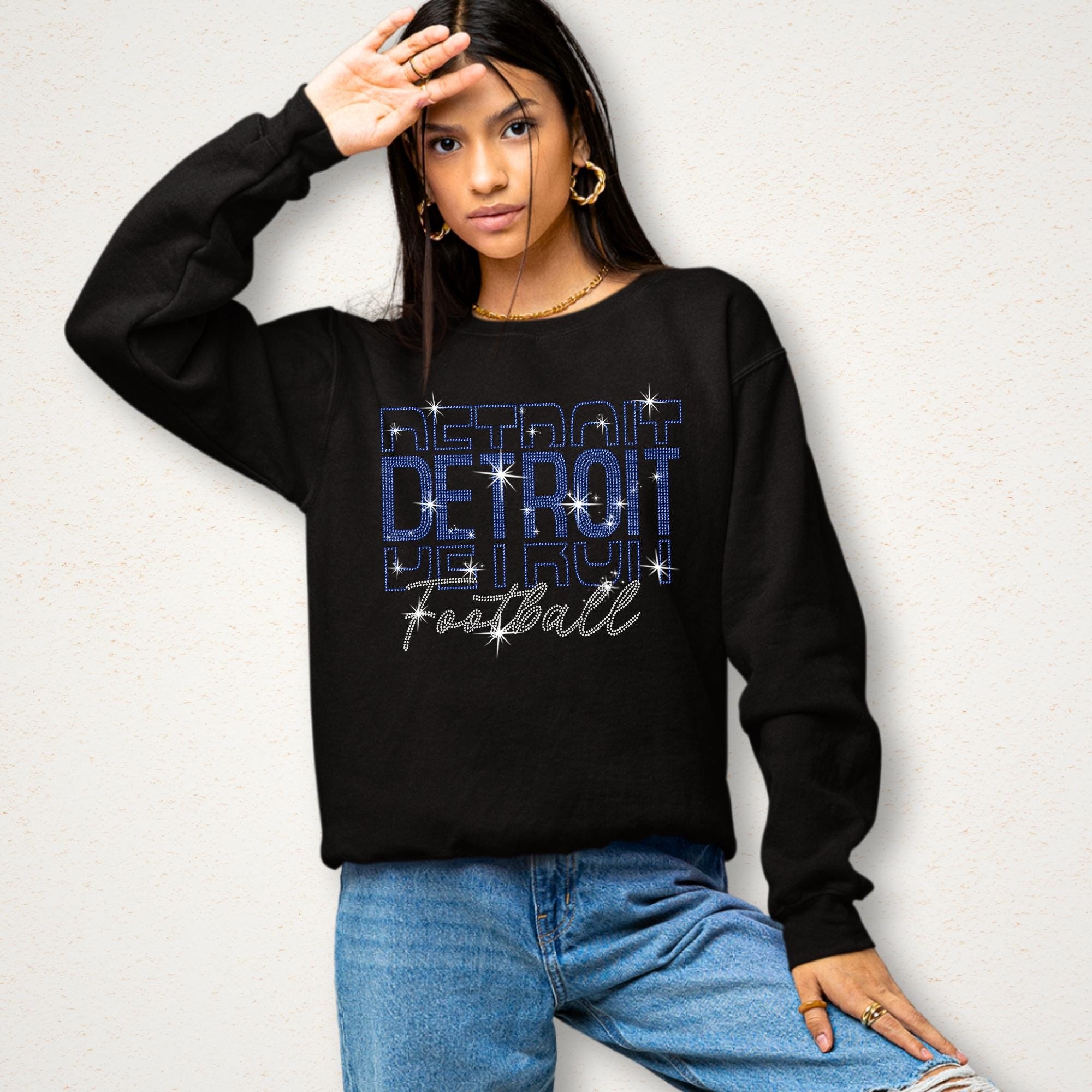 Detroit Rhinestone Football Shirt: Sparkling Gameday Pride