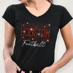 Houston Rhinestone Football Fan Shirt: Sparkling Gameday Apparel