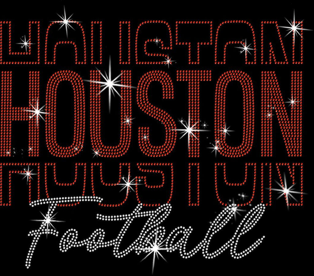Houston Rhinestone Football Fan Shirt: Sparkling Gameday Apparel