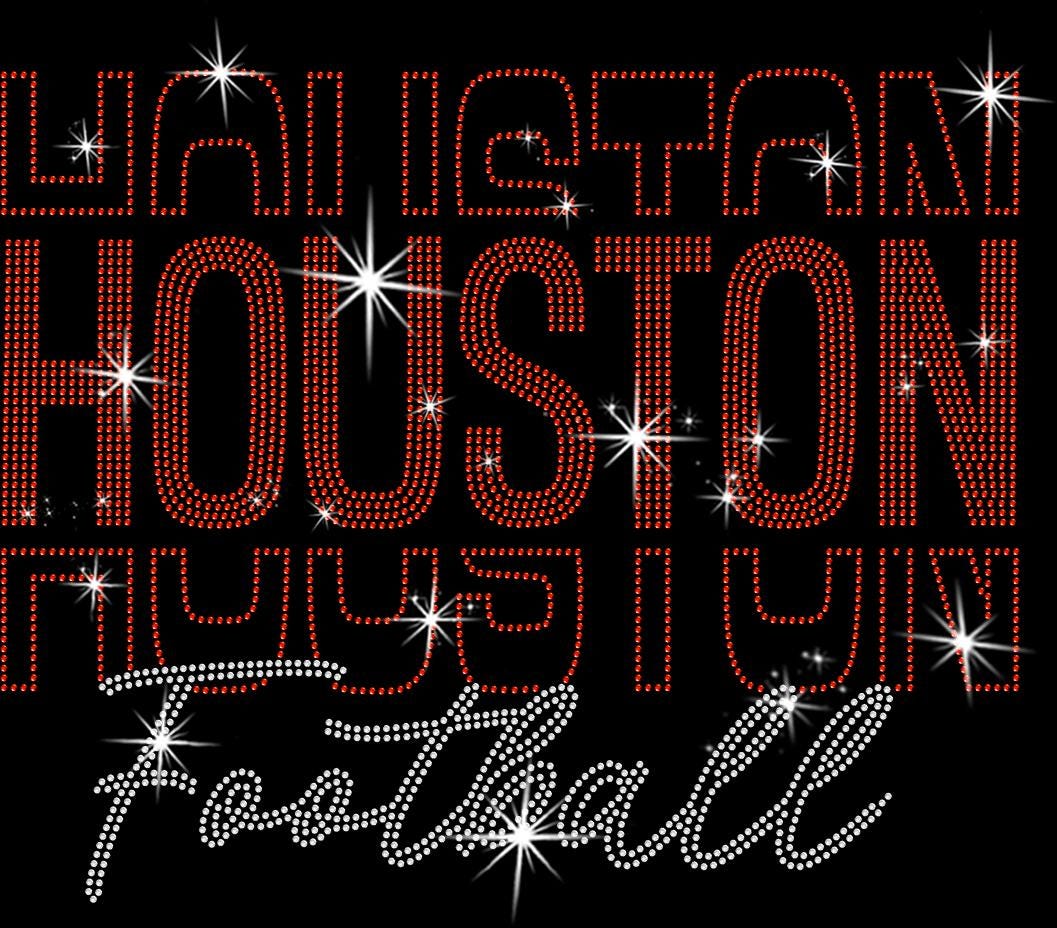 Houston Rhinestone Football Fan Shirt: Sparkling Gameday Apparel