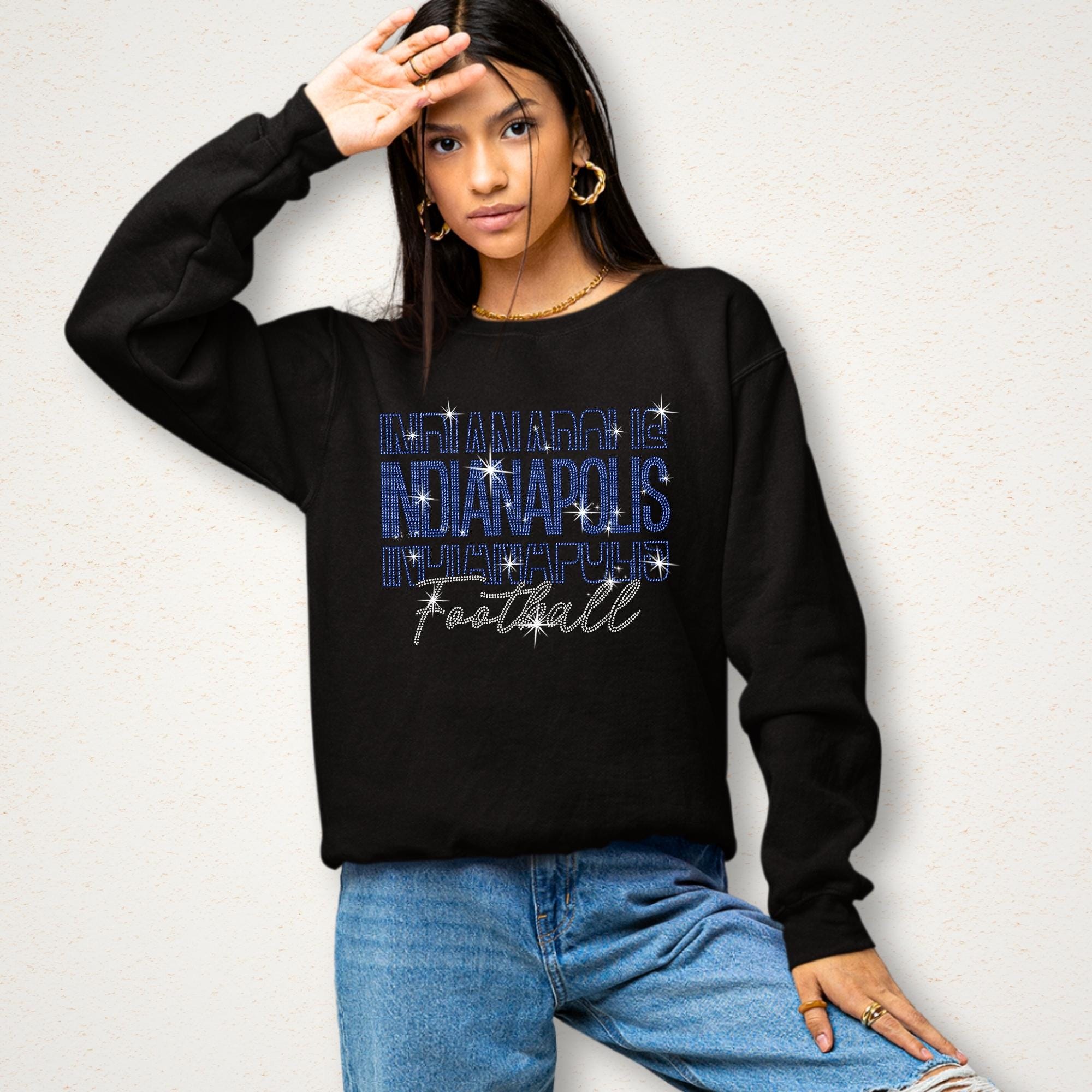 Indianapolis Rhinestone Football Shirt: Retro Gameday Sparkle Secondary image