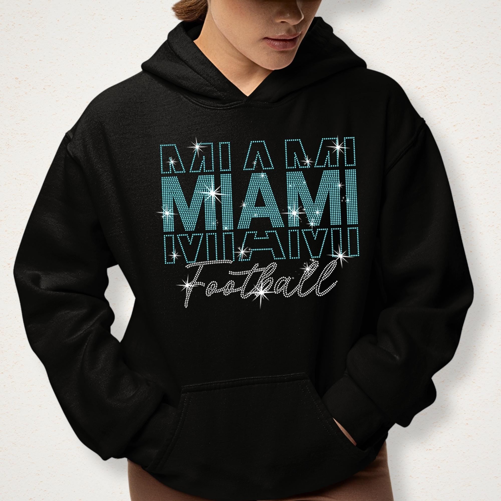 Miami Rhinestone Football Shirt: Sparkling Gameday Apparel Secondary image