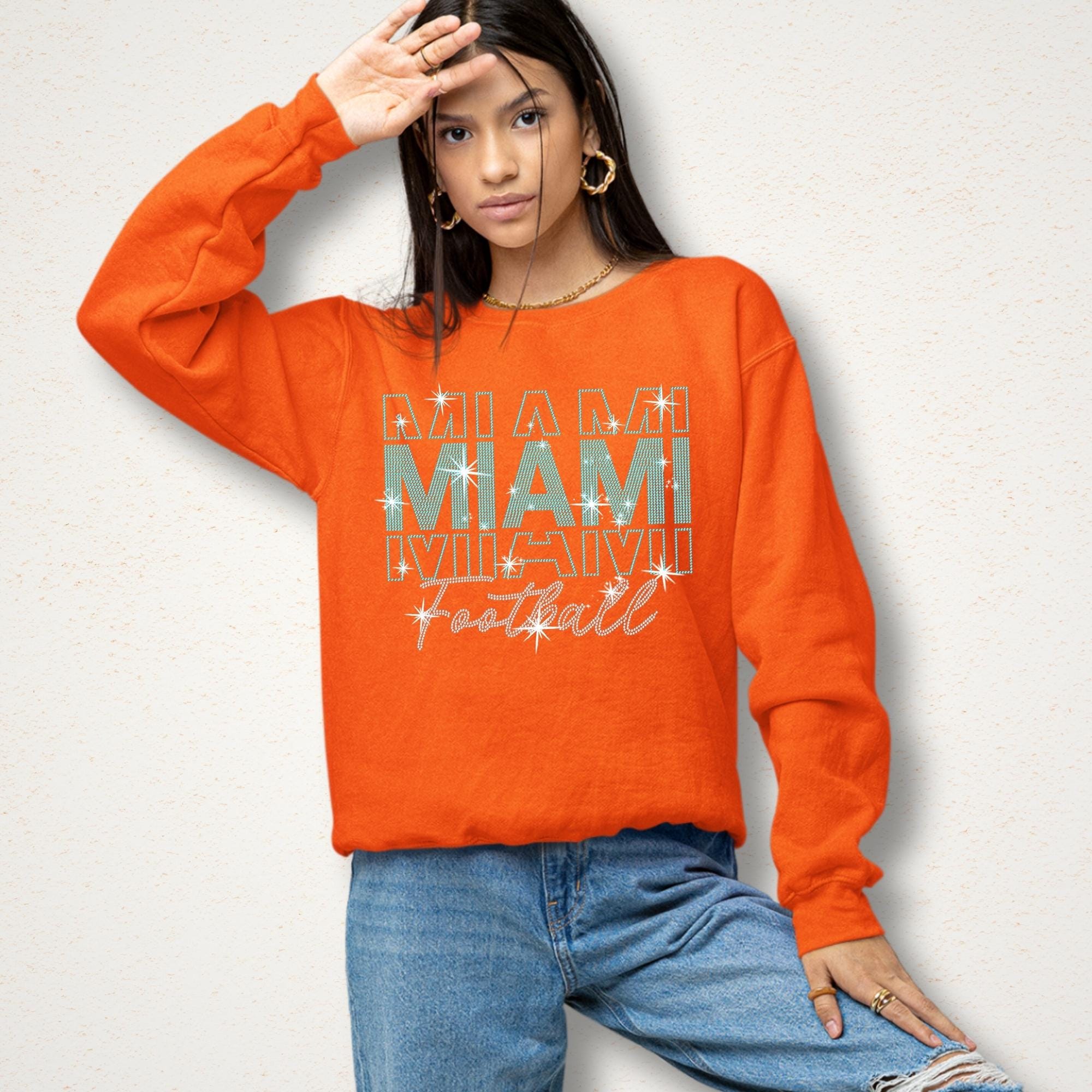 Miami Rhinestone Football Shirt: Sparkling Gameday Apparel