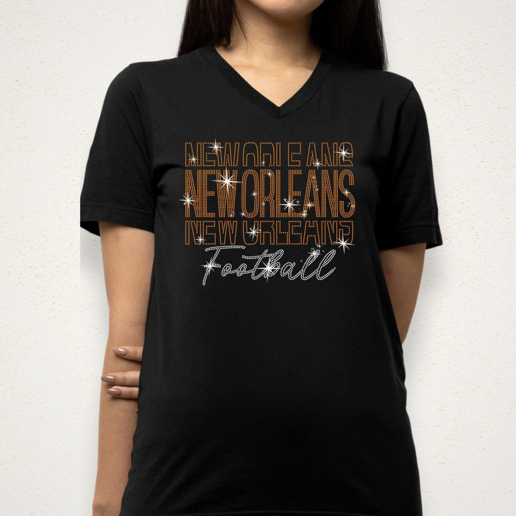 New Orleans Rhinestone Football Shirt: Sparkling Gameday Outfit
