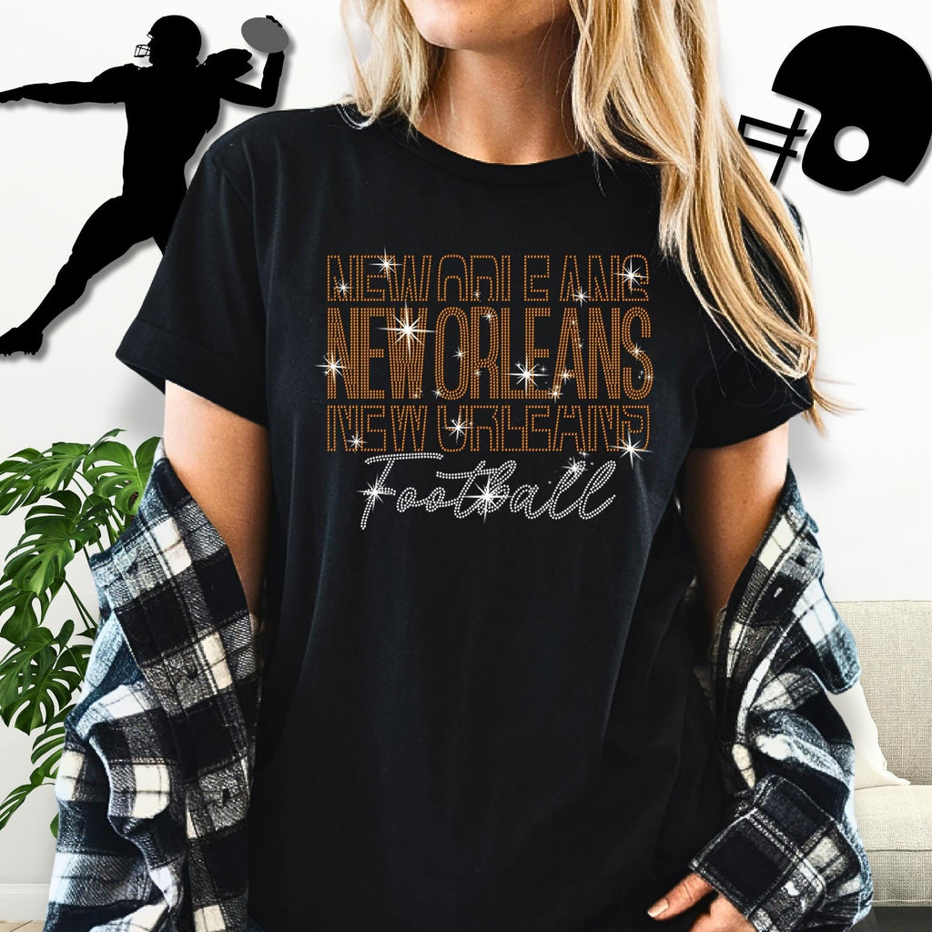 New Orleans Rhinestone Football Shirt: Sparkling Gameday Outfit