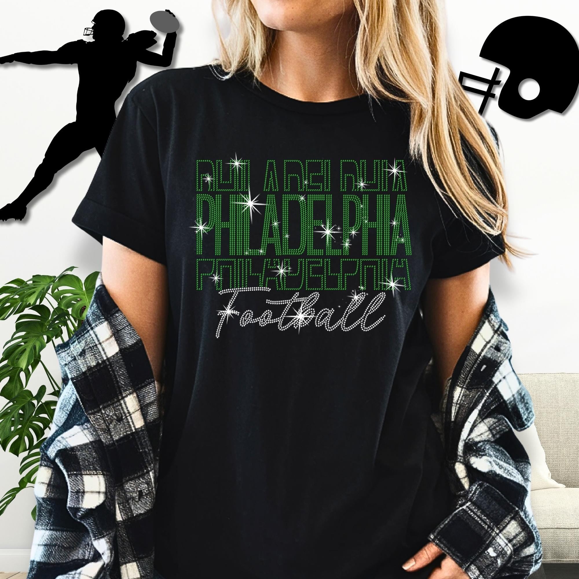 Philadelphia Rhinestone Football Shirt: Sparkling Gameday Tee Main image