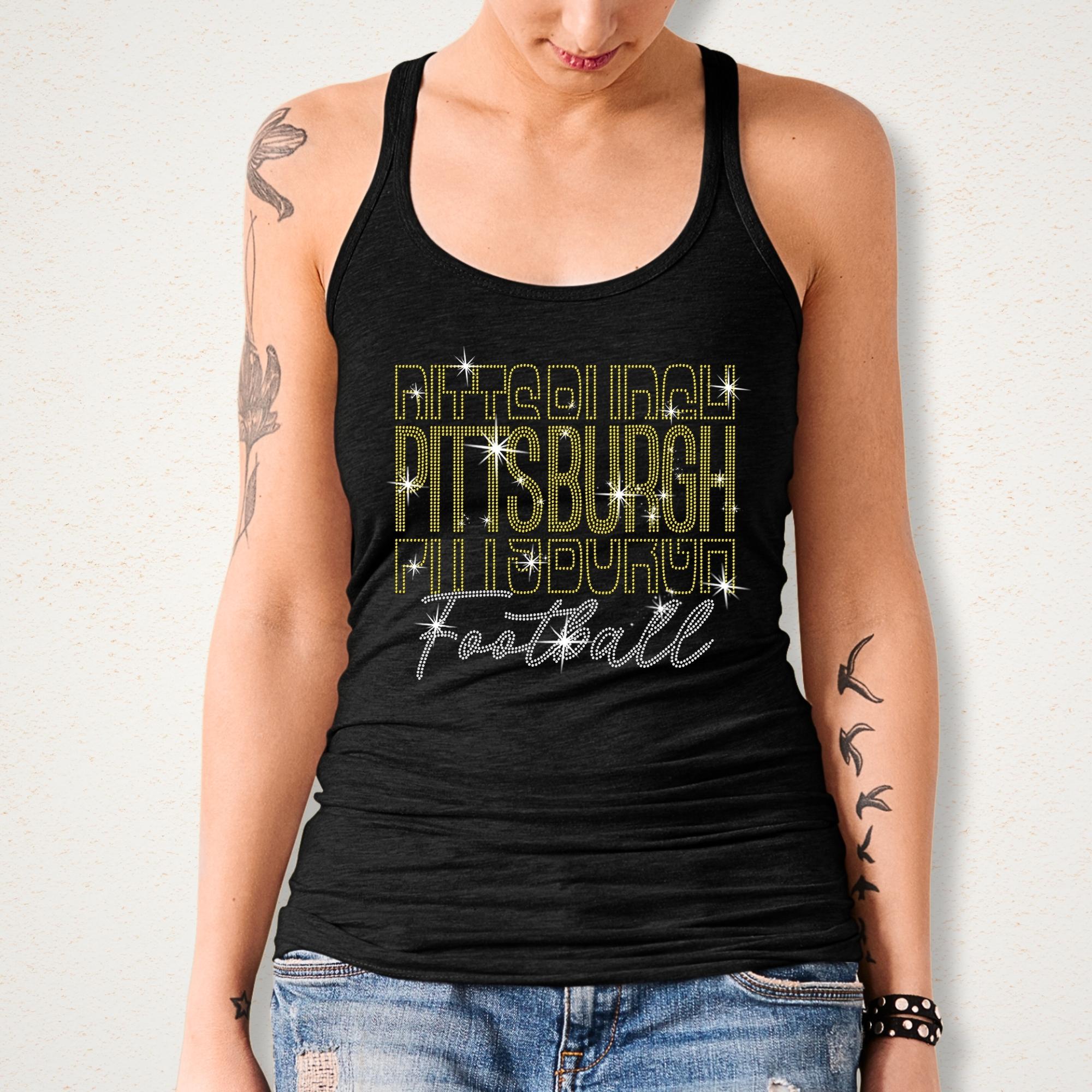 Pittsburgh Rhinestone Gameday Shirt: Retro Football Fan Tee