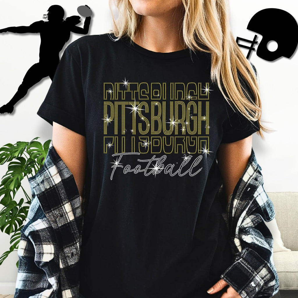 Pittsburgh Rhinestone Gameday Shirt: Retro Football Fan Tee