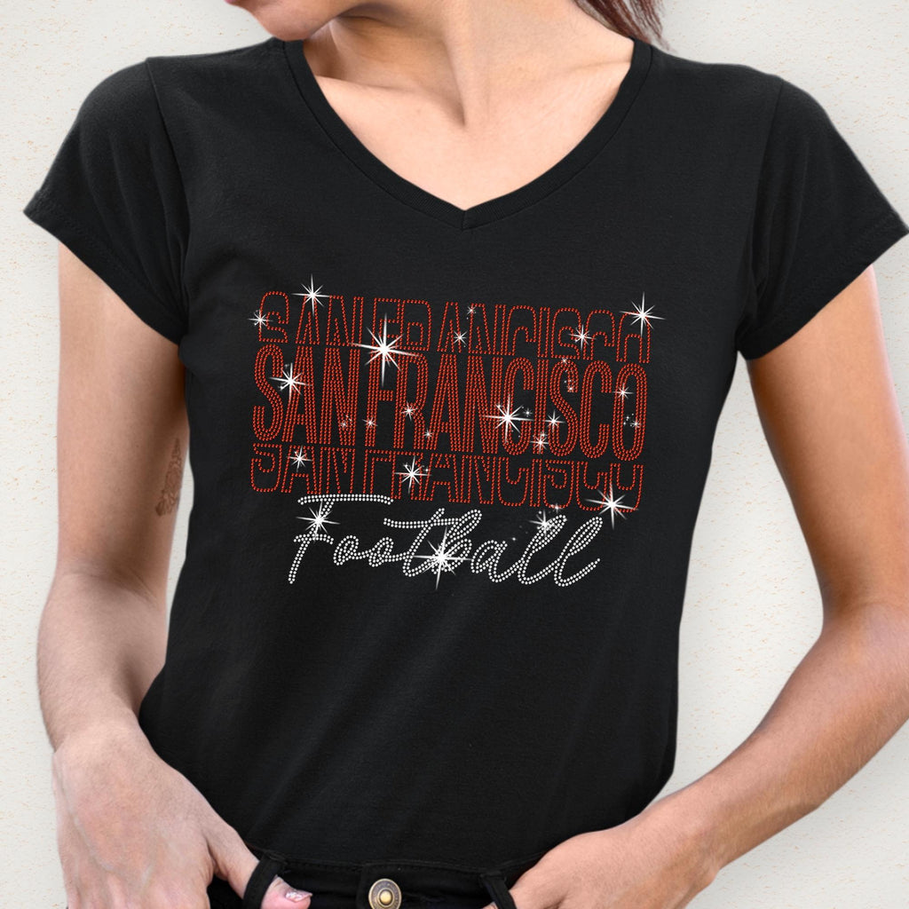 San Francisco Rhinestone Gameday Shirt: Sparkling Football Fan Apparel