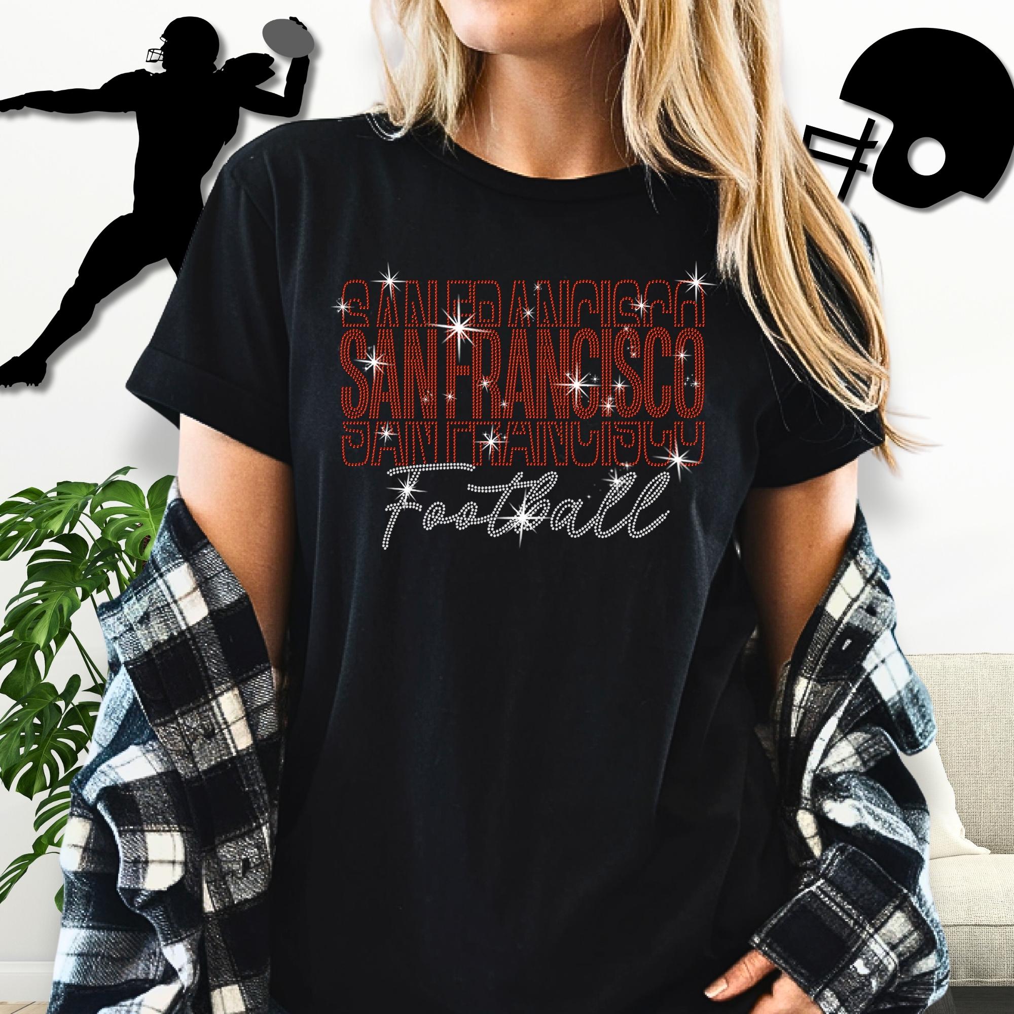 San Francisco Rhinestone Gameday Shirt: Sparkling Football Fan Apparel
