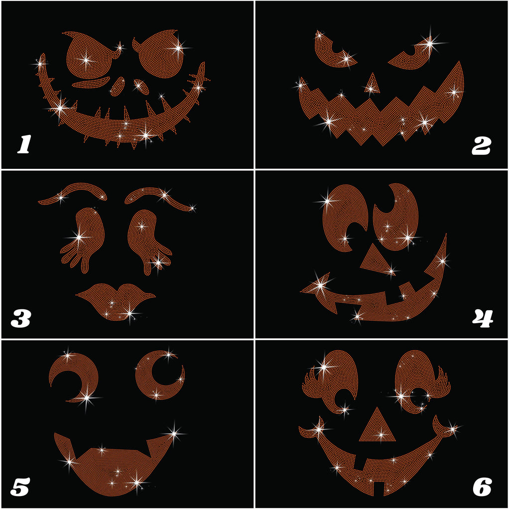 Rhinestone Pumpkin Faces Halloween Shirt: Sparkly Family Costume Tee