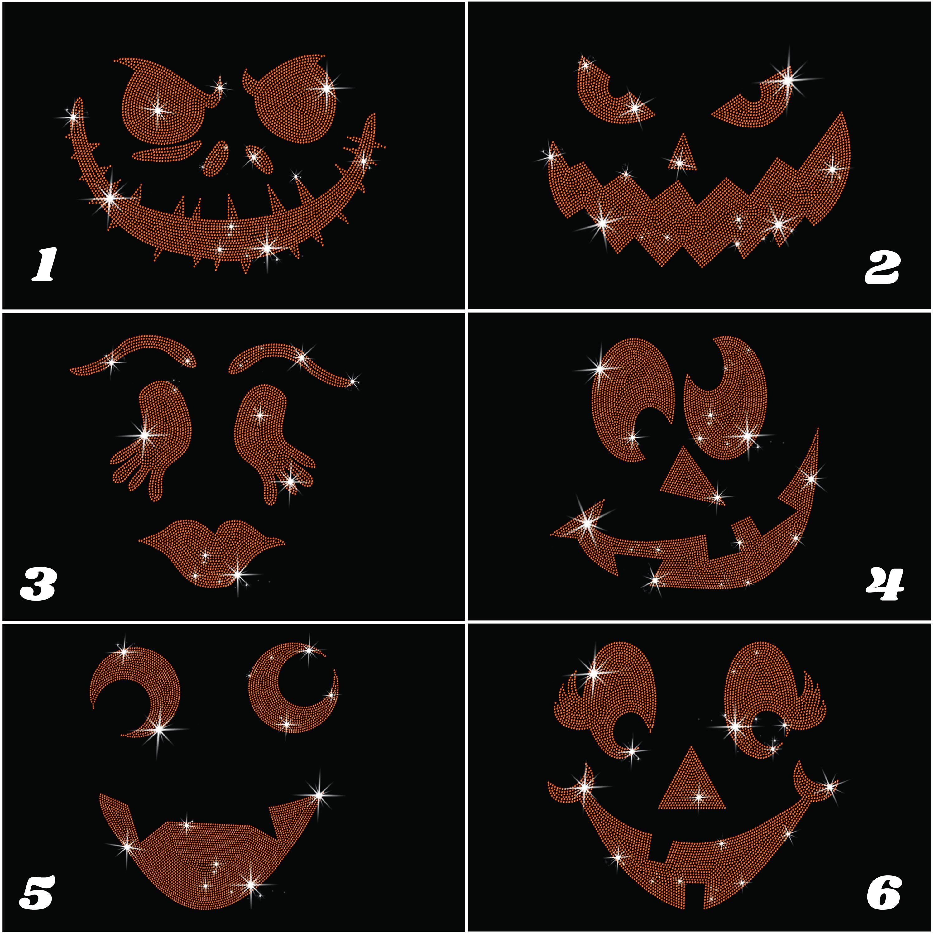 Rhinestone Pumpkin Faces Halloween Shirt: Sparkly Family Costume Tee