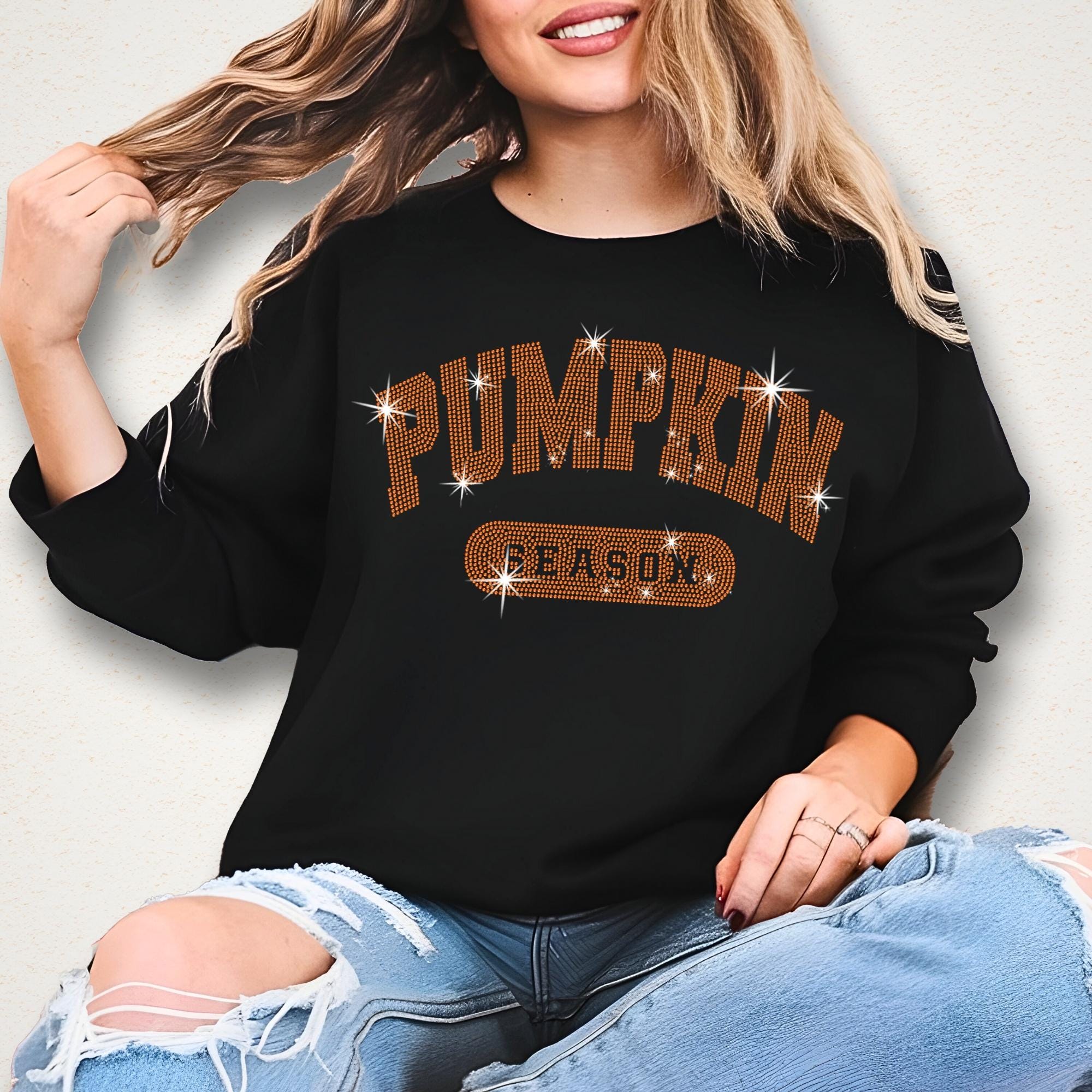 Pumpkin Season Rhinestone Tee: Sparkly Fall Shirt