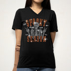 Spooky Season Skeleton Rhinestone Shirt: Halloween Sparkle Tee for Women