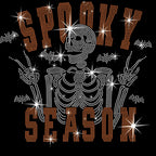 Spooky Season Skeleton Rhinestone Shirt: Halloween Sparkle Tee for Women