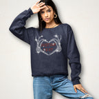 Custom Rhinestone Skeleton Heart Hands Shirt: Sparkle Gothic Halloween Tee