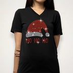 Ho Ho Ho Santa Hat Rhinestone Shirt: Christmas Holiday Bling Tee