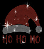 Ho Ho Ho Santa Hat Rhinestone Shirt: Christmas Holiday Bling Tee