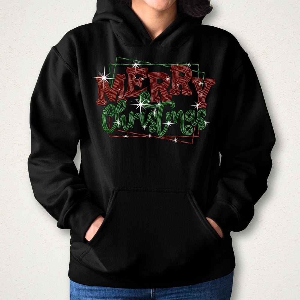Merry Christmas Rhinestone Shirt: Trendy Xmas Bling Outfit